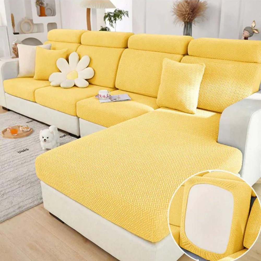 Stretch Jacquard Pet Sofa Protector with Elastic Back and Chaise Cushion