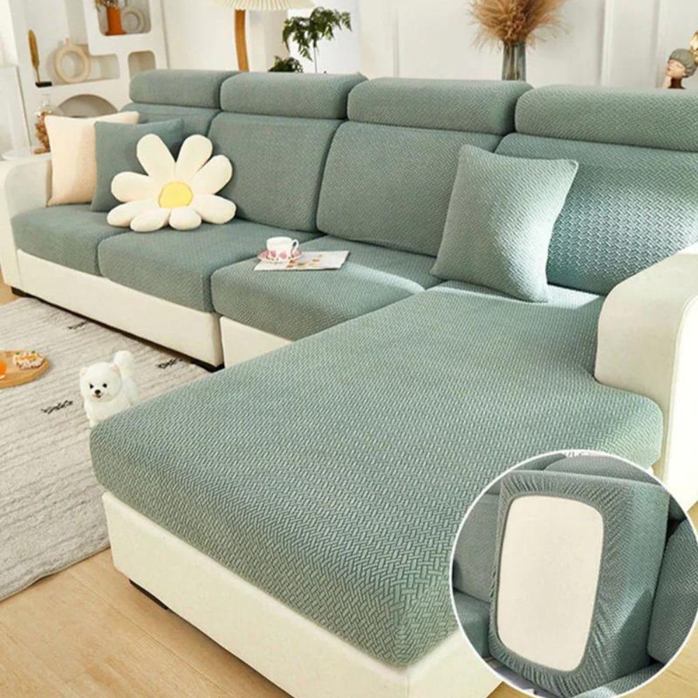 Stretch Jacquard Pet Sofa Protector with Elastic Back and Chaise Cushion