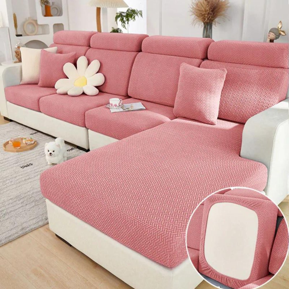 Stretch Jacquard Pet Sofa Protector with Elastic Back and Chaise Cushion