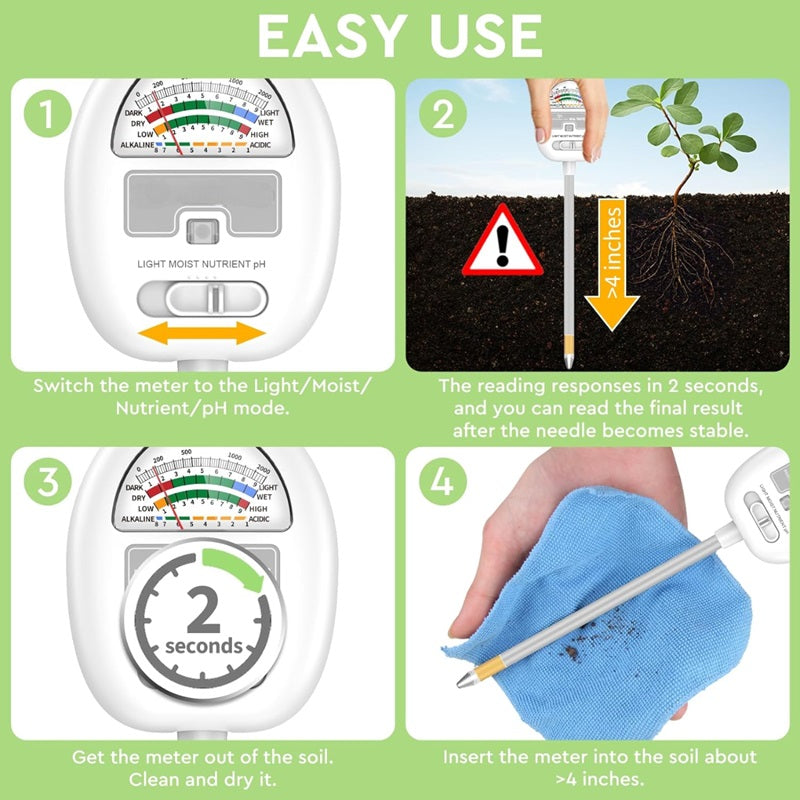 4-in-1 Intelligent Soil Tester for Accurate Plant Care Measurement
