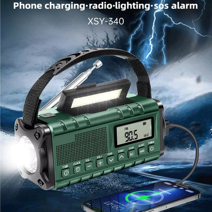 Emergency Radio with Solar and Crank Power, 10000mAh Battery
