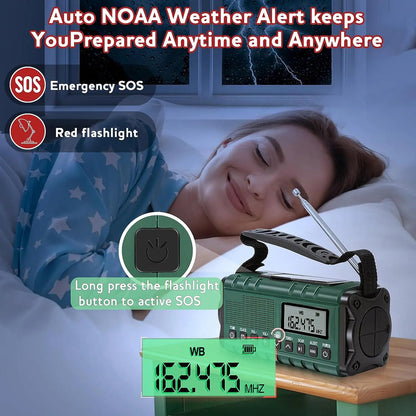 Emergency Radio with Solar and Crank Power, 10000mAh Battery