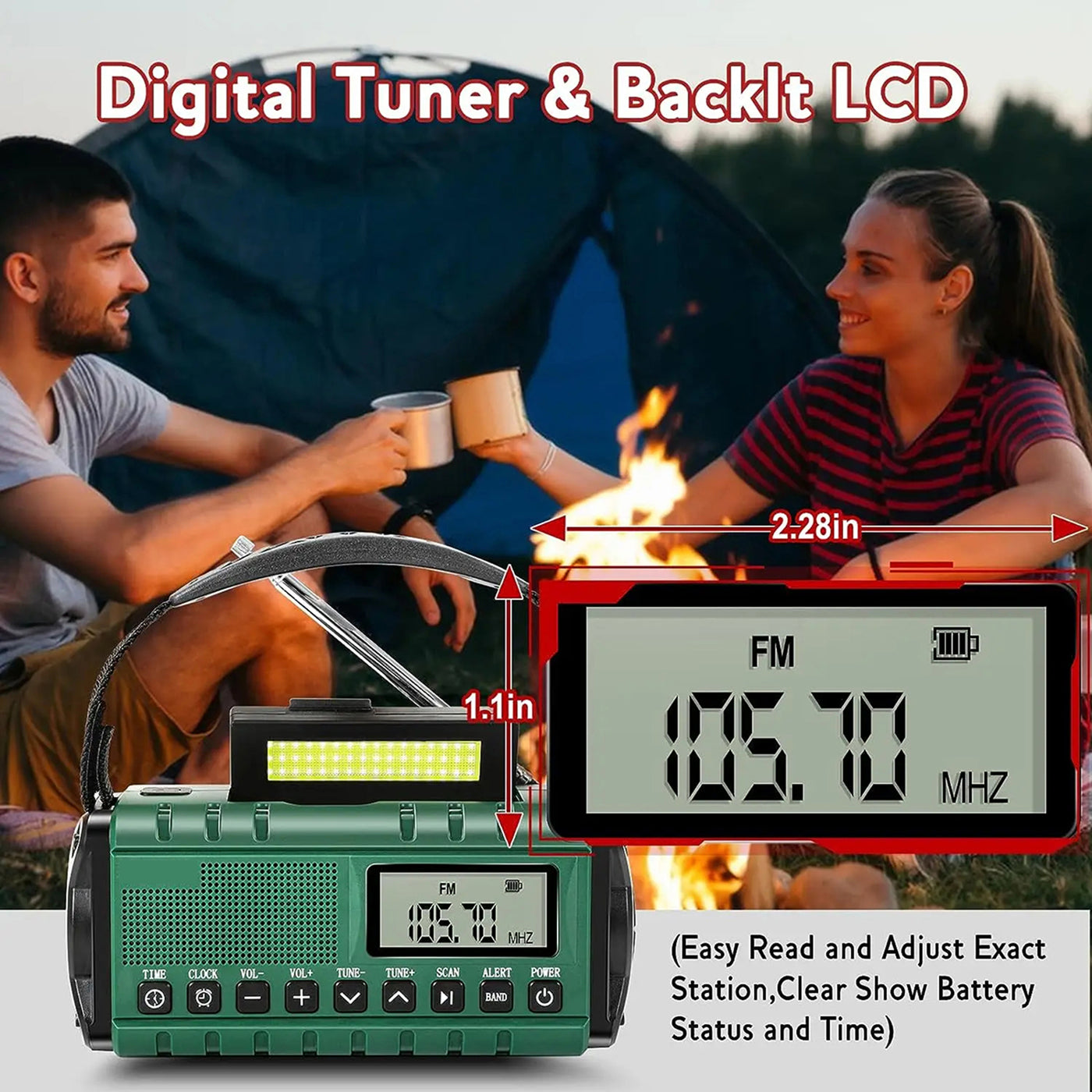 Emergency Radio with Solar and Crank Power, 10000mAh Battery