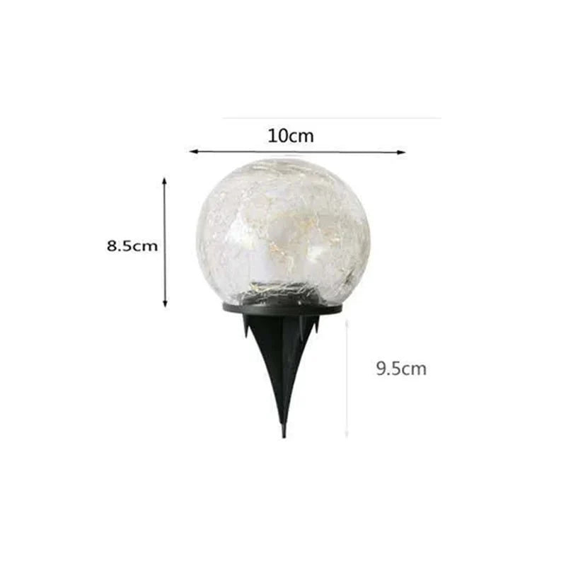 Waterproof Garden Path Solar Globe Light with Cracked Glass Design