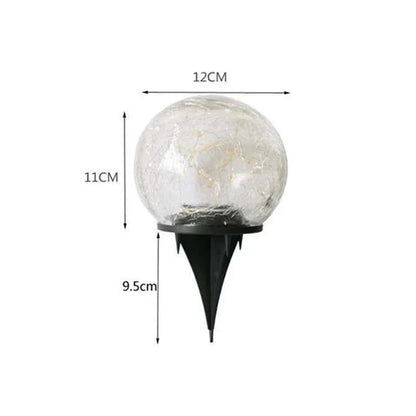 Waterproof Garden Path Solar Globe Light with Cracked Glass Design