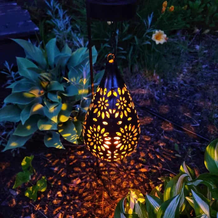 Eco-Friendly Solar Garden Lantern with Floral Design
