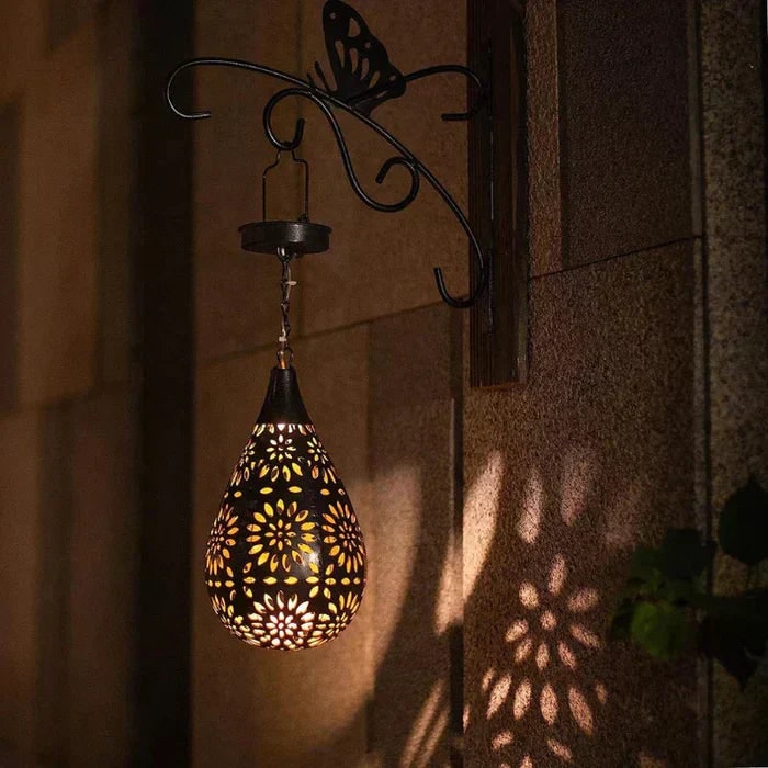 Eco-Friendly Solar Garden Lantern with Floral Design