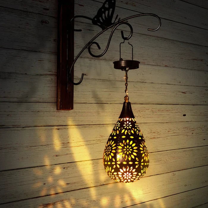 Eco-Friendly Solar Garden Lantern with Floral Design