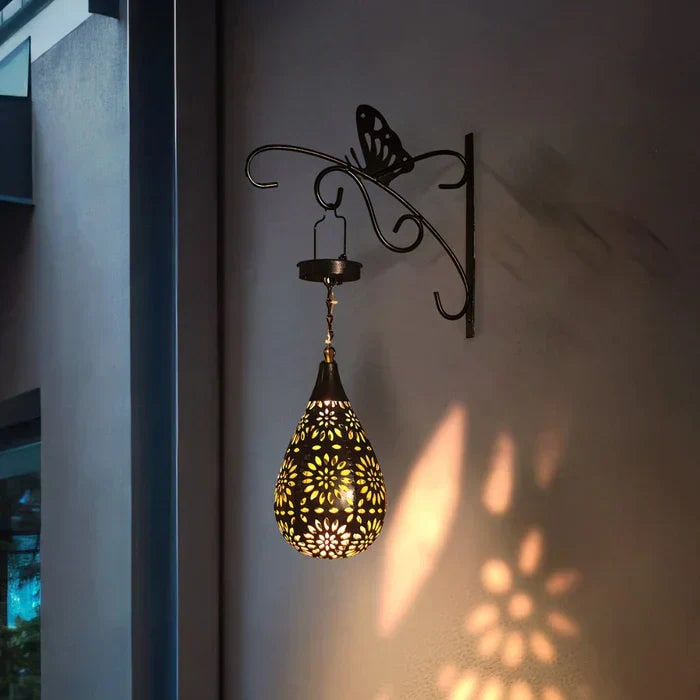 Eco-Friendly Solar Garden Lantern with Floral Design