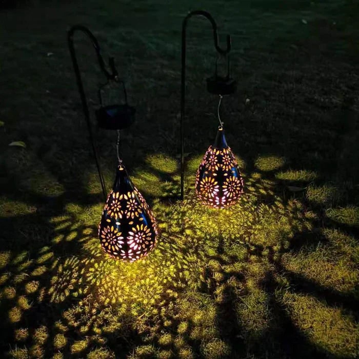 Eco-Friendly Solar Garden Lantern with Floral Design