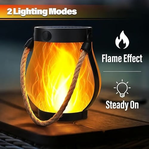 Elegant Solar Lantern with Dancing Flame Effect for Outdoor Spaces
