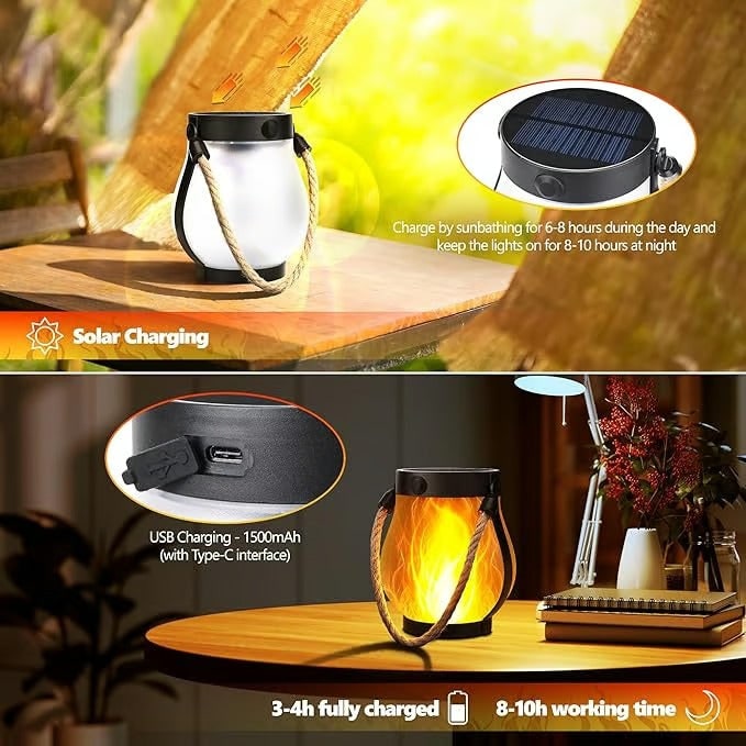 Elegant Solar Lantern with Dancing Flame Effect for Outdoor Spaces