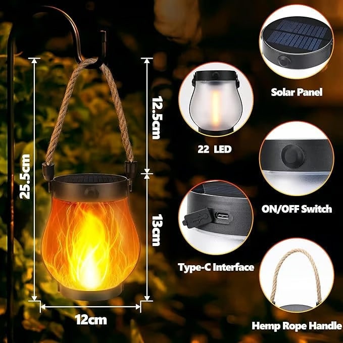 Elegant Solar Lantern with Dancing Flame Effect for Outdoor Spaces