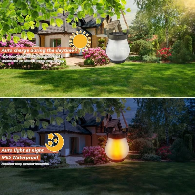 Elegant Solar Lantern with Dancing Flame Effect for Outdoor Spaces