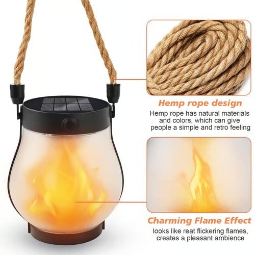 Elegant Solar Lantern with Dancing Flame Effect for Outdoor Spaces