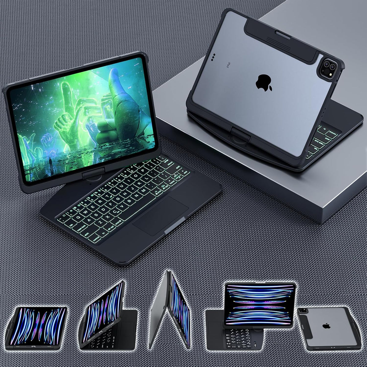 Versatile 360° iPad Keyboard Protector with TrackPad