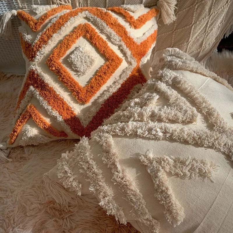 Handwoven Accent Cushions with Warm Textures and Colors
