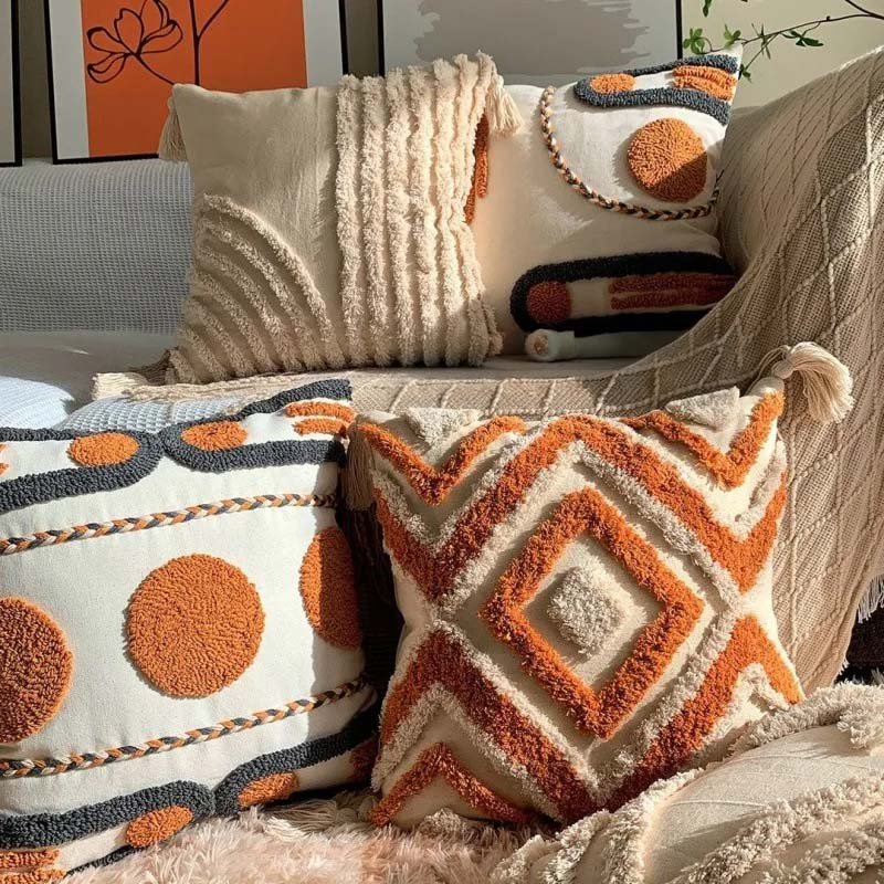 Handwoven Accent Cushions with Warm Textures and Colors