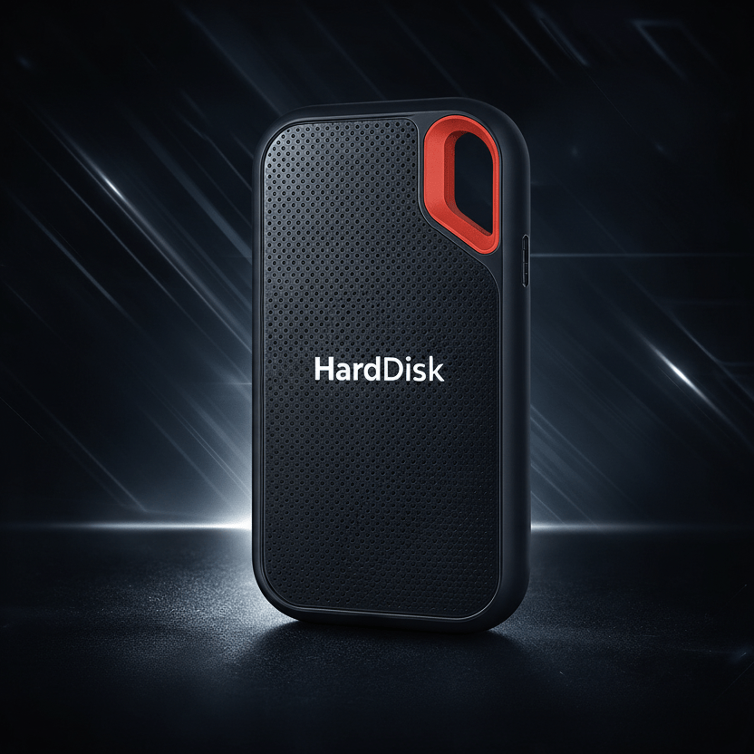 Compact External SSD with Rugged Case, USB-C Connector, and Carabiner