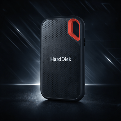 Compact External SSD with Rugged Case, USB-C Connector, and Carabiner