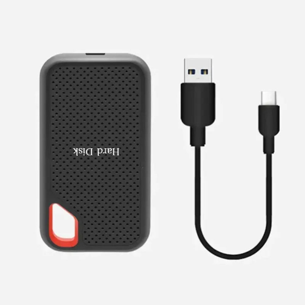 Compact External SSD with Rugged Case, USB-C Connector, and Carabiner