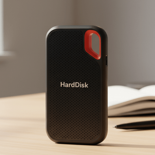Compact External SSD with Rugged Case, USB-C Connector, and Carabiner