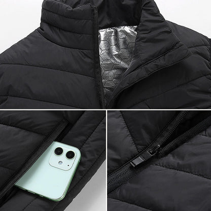 Graphene Heated Vest with USB Rechargeable Heating Zones - Black