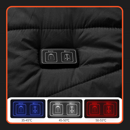 Graphene Heated Vest with USB Rechargeable Heating Zones - Black