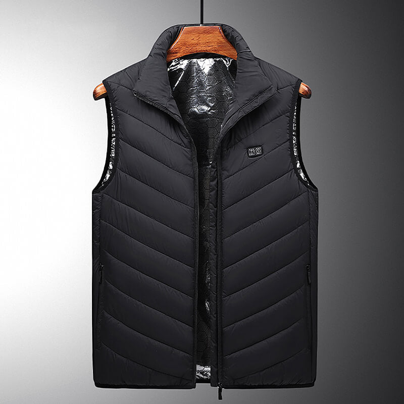 Graphene Heated Vest with USB Rechargeable Heating Zones - Black