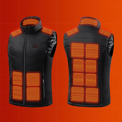 Graphene Heated Vest with USB Rechargeable Heating Zones - Black