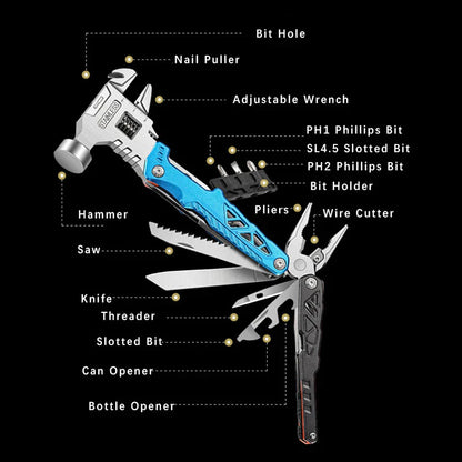Folding Body Ball Hammer in Stainless Steel - Multifunction Tool