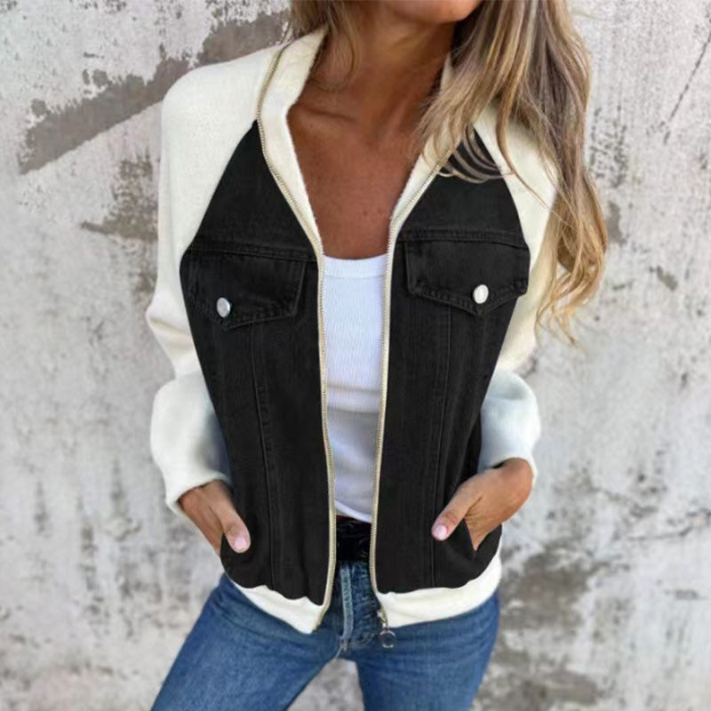 Chic Patchwork Denim Jacket for Women