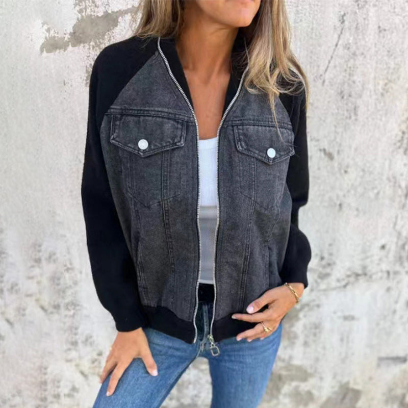 Chic Patchwork Denim Jacket for Women