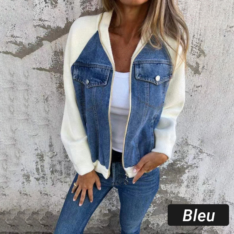 Chic Patchwork Denim Jacket for Women