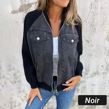 Chic Patchwork Denim Jacket for Women