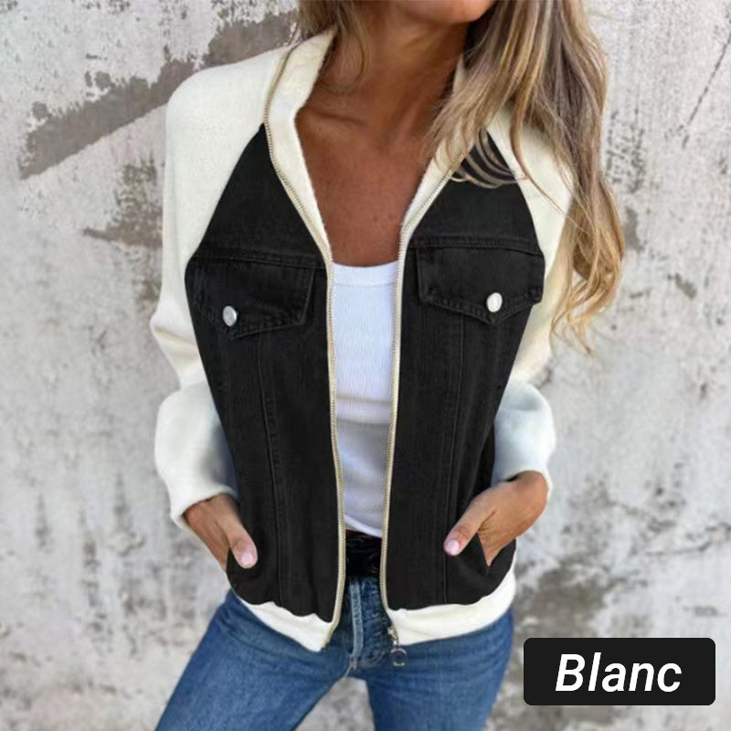 Chic Patchwork Denim Jacket for Women