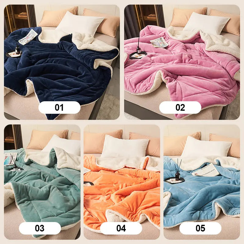 Reversible Velvet and Lambswool Blanket – Cozy for Every Season