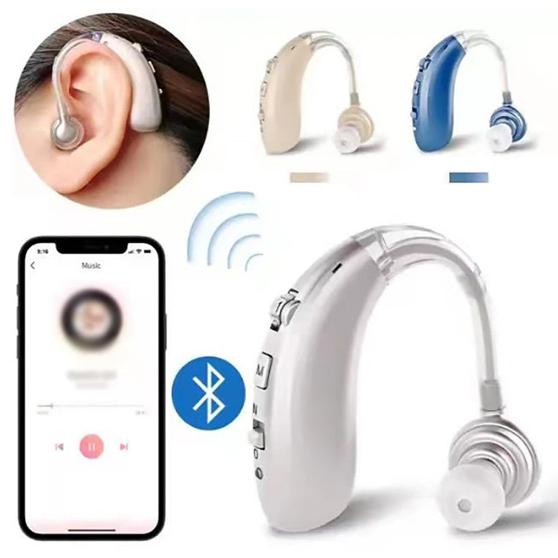 Bluetooth Hearing Aid Headphones for Seniors – USB Rechargeable