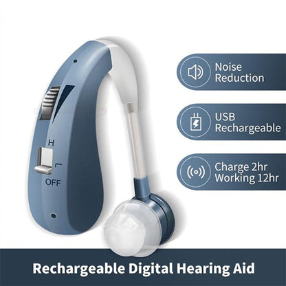 Bluetooth Hearing Aid Headphones for Seniors – USB Rechargeable