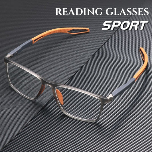 Men's Ultra-Light Reading Glasses for Sports – Anti-Blue Light, Age-Related