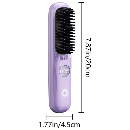 Cordless Hair Straightening Brush with LED Display