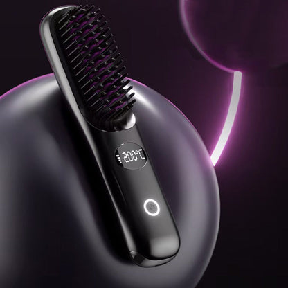 Cordless Hair Straightening Brush with LED Display