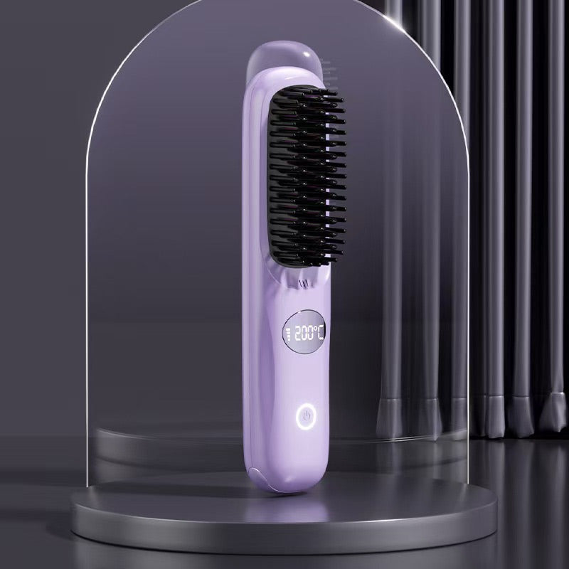 Cordless Hair Straightening Brush with LED Display