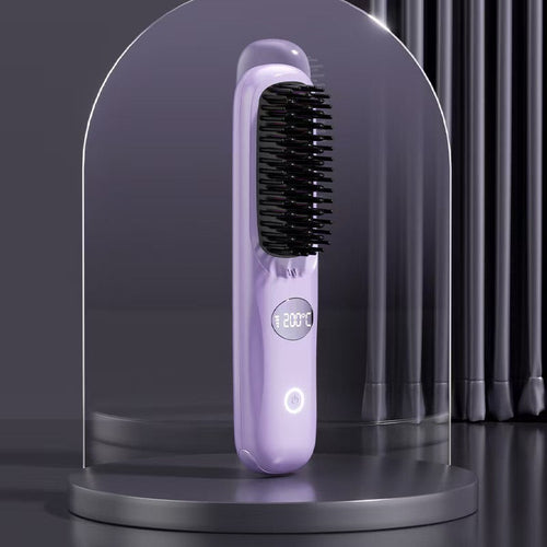 Cordless Hair Straightening Brush with LED Display