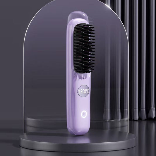 Cordless Hair Straightening Brush with LED Display