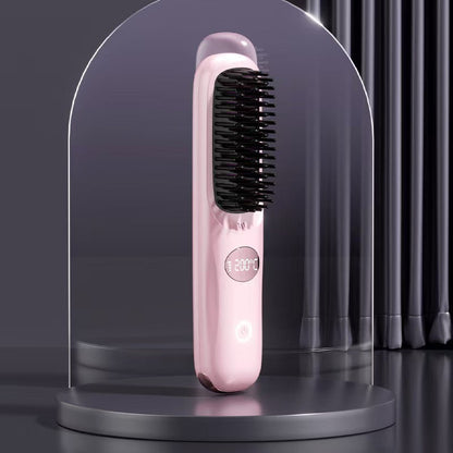Cordless Hair Straightening Brush with LED Display