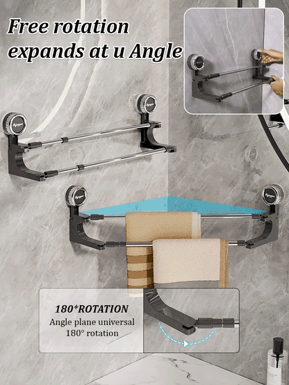 Double Towel Holder with Suction Cups | Effortless Stylish Towel Storage for a Tidy Bathroom