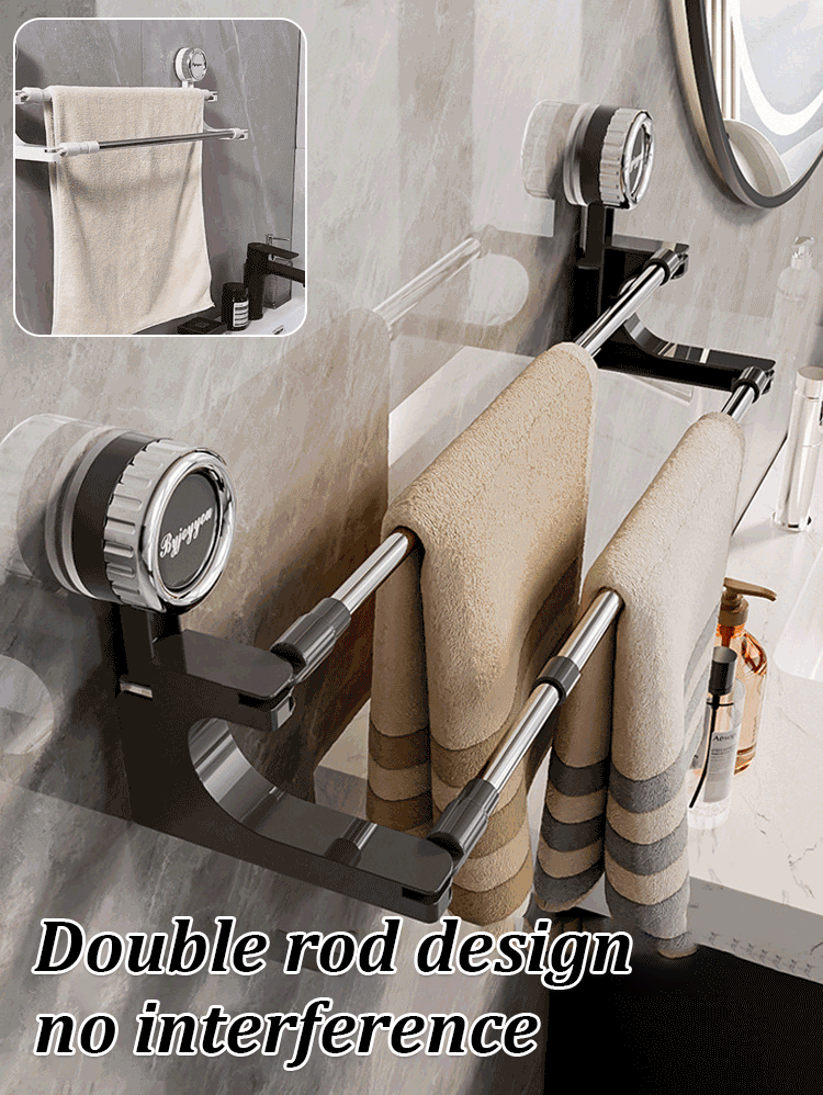 Double Towel Holder with Suction Cups | Effortless Stylish Towel Storage for a Tidy Bathroom