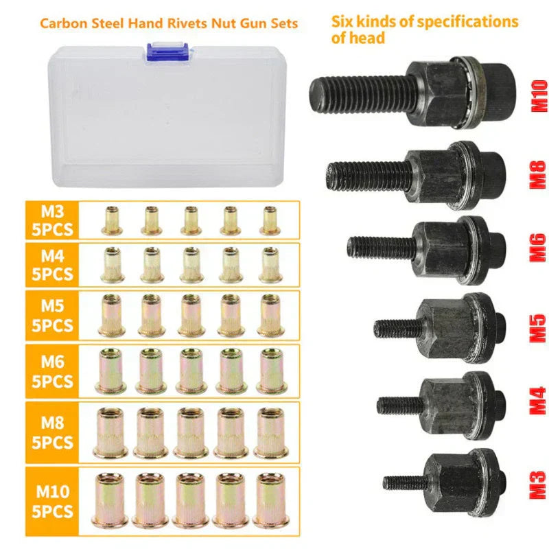 Flat Head Rivet Nut Insert Set