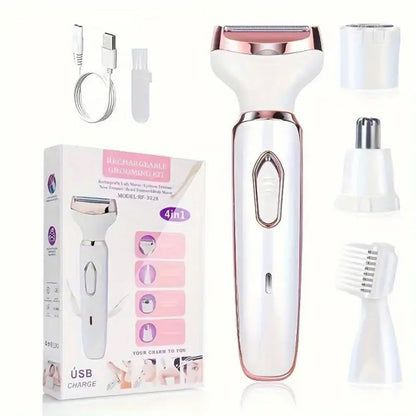 Wireless 4-in-1 Women's Grooming Device with 90 Min Runtime